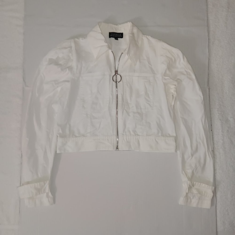 DANIELLE BERNSTEIN CROPPED ZIP UP JACKET 100% COTTON SIZE SMALL - Picture 3 of 10